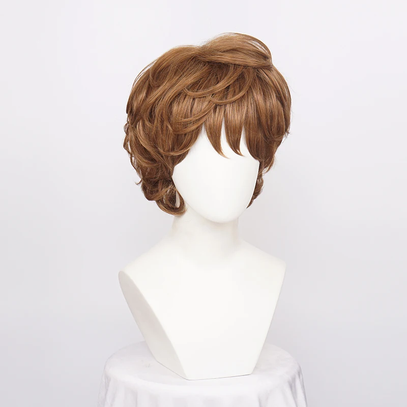 Bilbo Baggins-Peluca de cabello sintético para hombre, cabellera corta y rizada, resistente al calor de fibra, ideal para fiesta de Halloween y Cosplay, incluye gorro