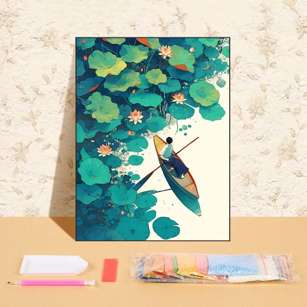 

Diamond Painting Landscape New Collection 2025 Diamond Mosaic Lotus Pond Scenery Full Round Drill Picture For Bedroom Home Gift