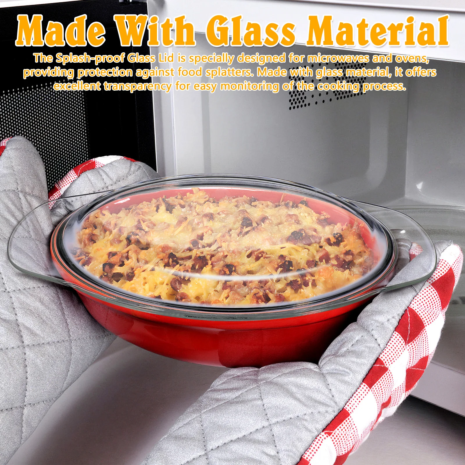 

Reusable Microwave Splash-Proof Glass Lid Perfect Size for Even Heating Microwave Plate Cover Oil-Proof Food