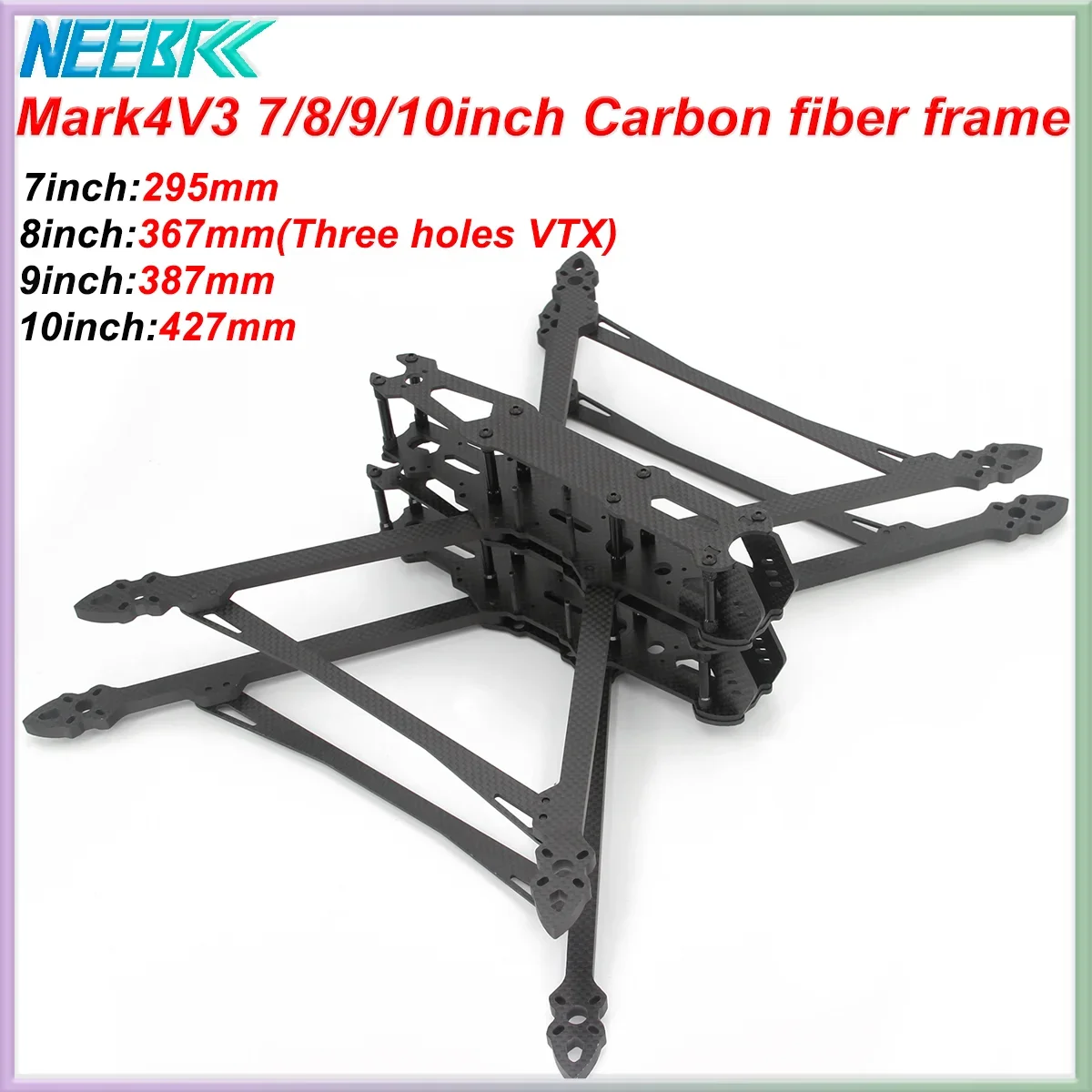 

Mark4 7inch 295mm Mark4 V2 8/9/10inch 367/387/427mm Carbon Fiber FPV Drone Frame Kit for RC Quadcopter Freestyle Long Range Part