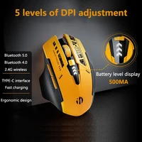 INPHIC A9 Ratón inalámbrico para juegos compatible con Bluetooth Ratón silencioso ergonómico recargable para PC portátil