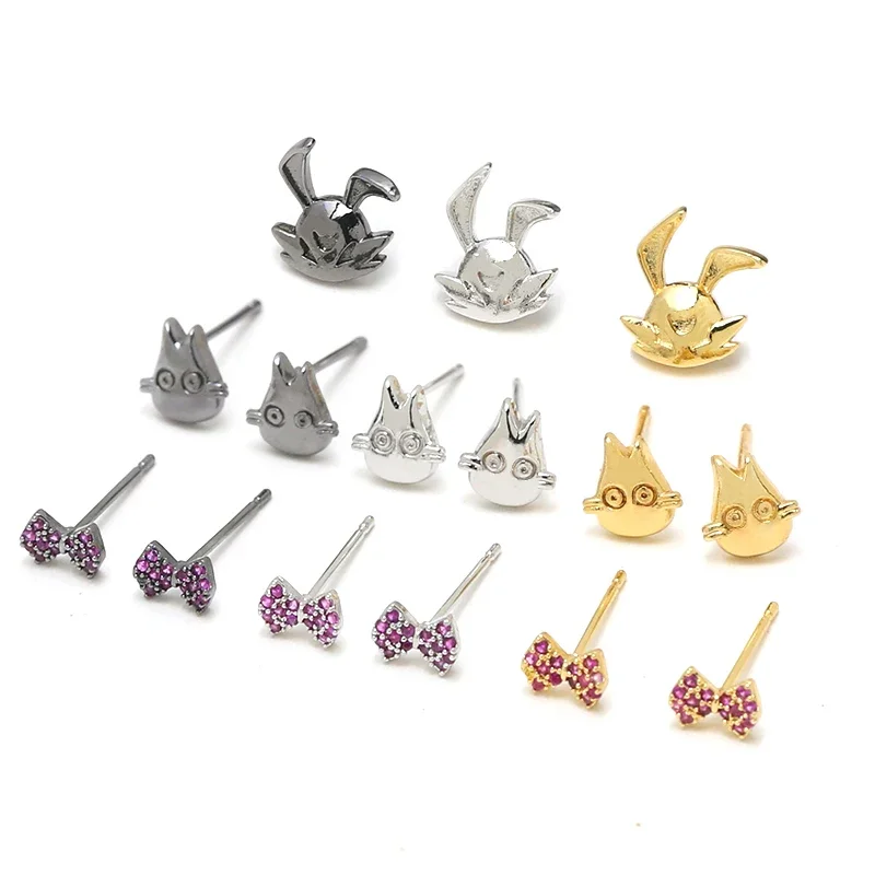 

3 pieces copper plated real gold rabbit chinchilla epaulet bow bow tie handmade baroque pearl pin accessories materials