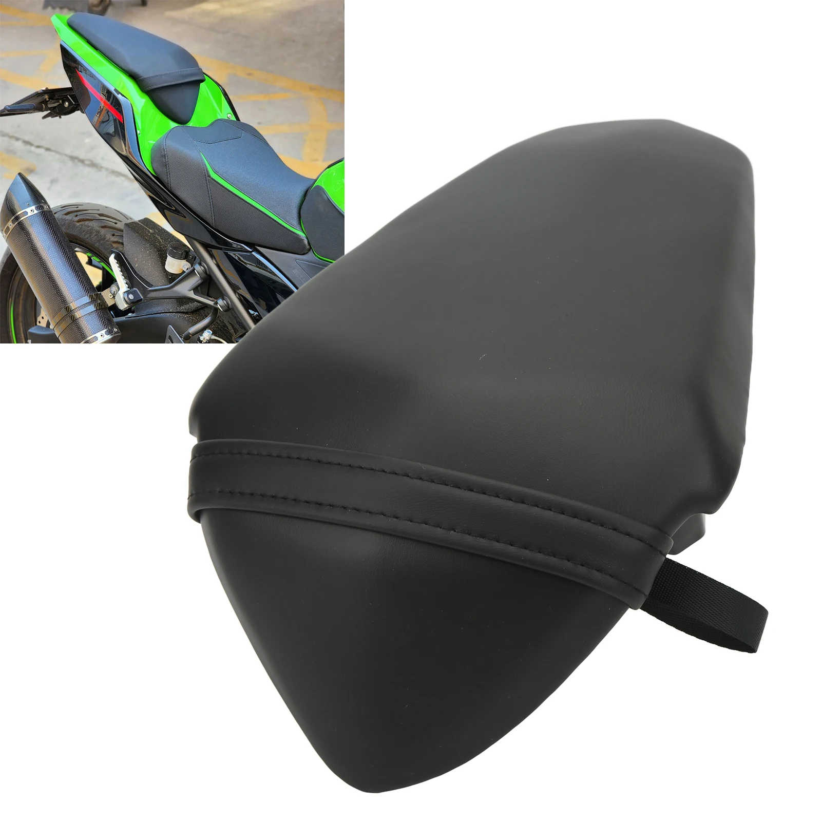 Motorcycle Rear Cushion Saddles Synthetic Leather Passenger Pillion Seat for Ninja 400 EX400 2017‑2020