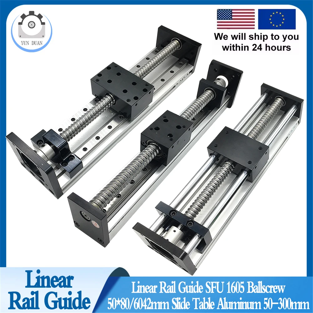 

CNC Ball Screw Sliding Table Linear Rail100-300mm Stroke SFU1605 C7 Ballscrew Sliding Table Stage Linear Rail for CNC 3D Printer