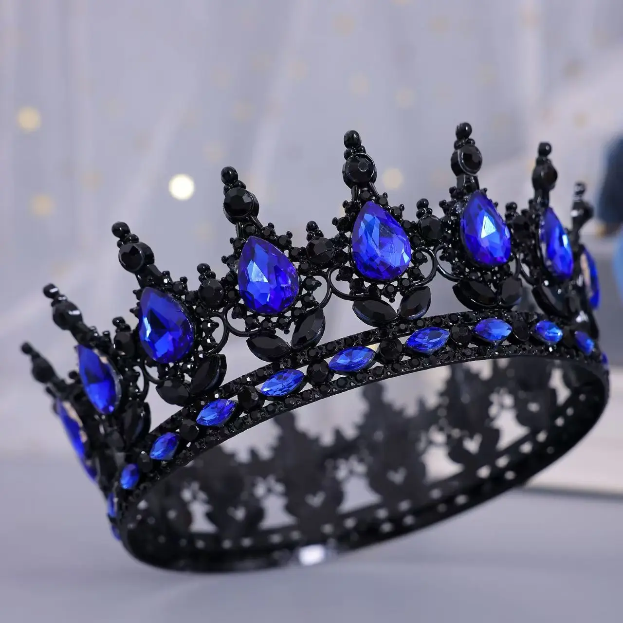 European Fashion Princess Tiara Baroque Crystal Full Crown King Tiar Wedding Pageant Hair Dress Accessory