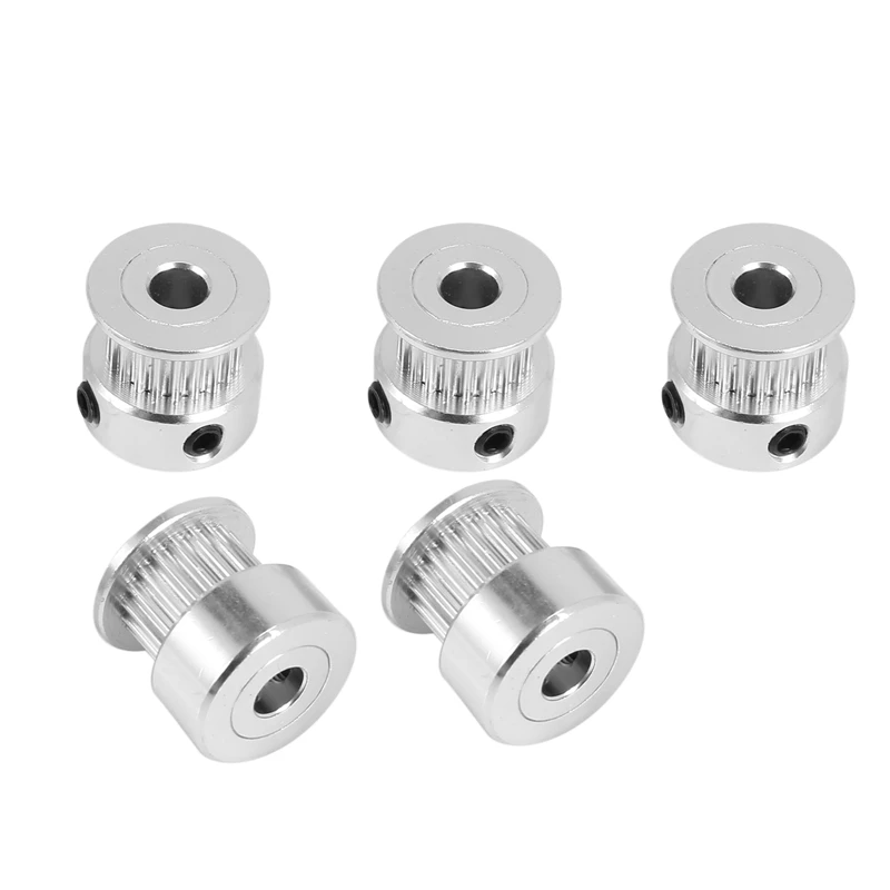 5PCS Aluminum GT2 Timing Belt Pulley 20 Teeth Bore 5Mm Width 6Mm And Wrench For Reprap 3D Printer Prusa I3