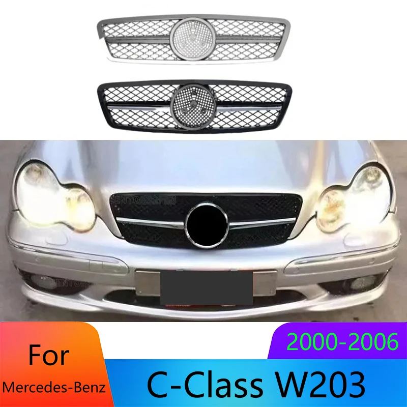 For Mercedes C-Class W203 2000-2006 Front Grill Grille Mesh Car Styling Exterior Tuning Accessories Facilift Auto Parts