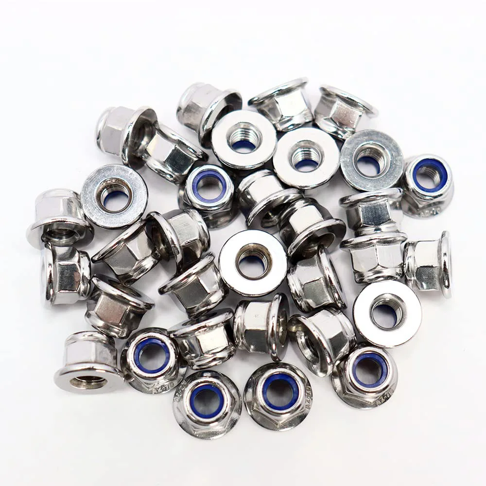 Tuercas hexagonales de nylon A2-70 M4 M5 M6 M8 M10, tuercas de seguridad de acero inoxidable 304, accesorios de fijación antiaflojamiento
