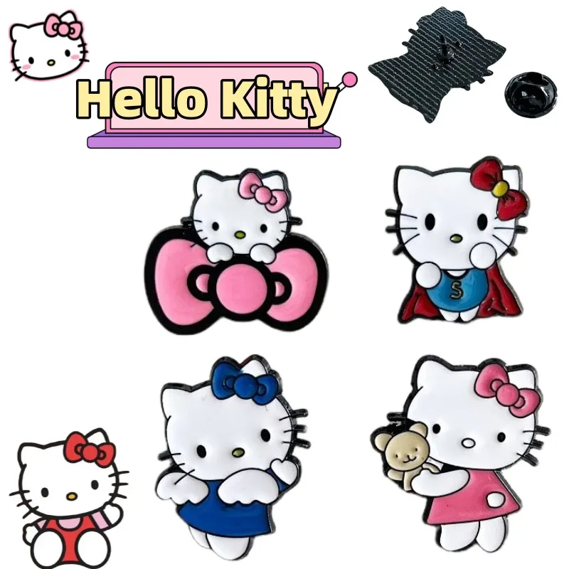 

Hello Kitty anime peripherals cartoon cute metal badge brooch student school bag decoration accessories holiday gifts wholesale