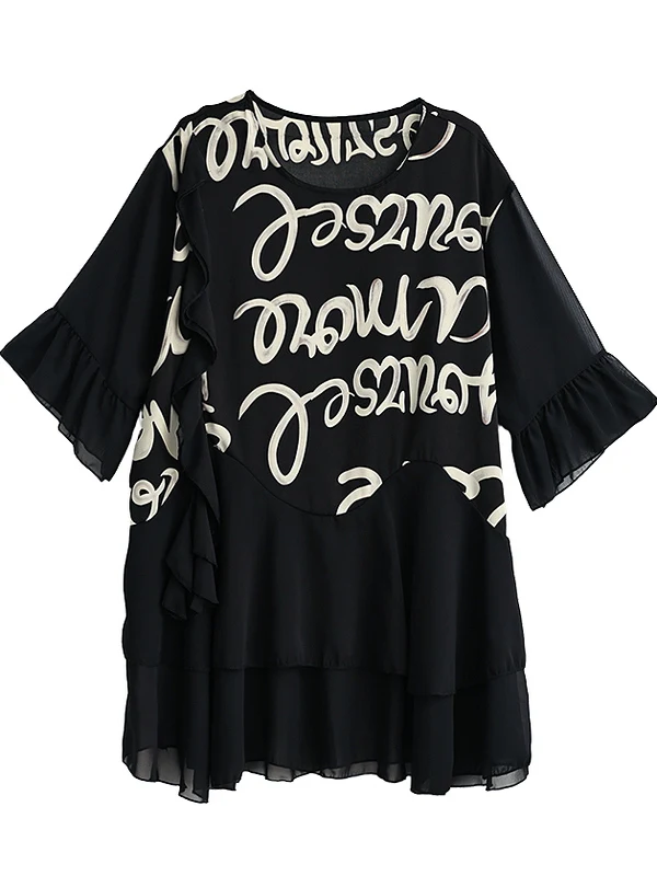 T-shirt ort Sve in chiffon da donna allentata Estate 2025 New Sle Age-Defng Top ultraleggero Faionable Wide-oulder irt