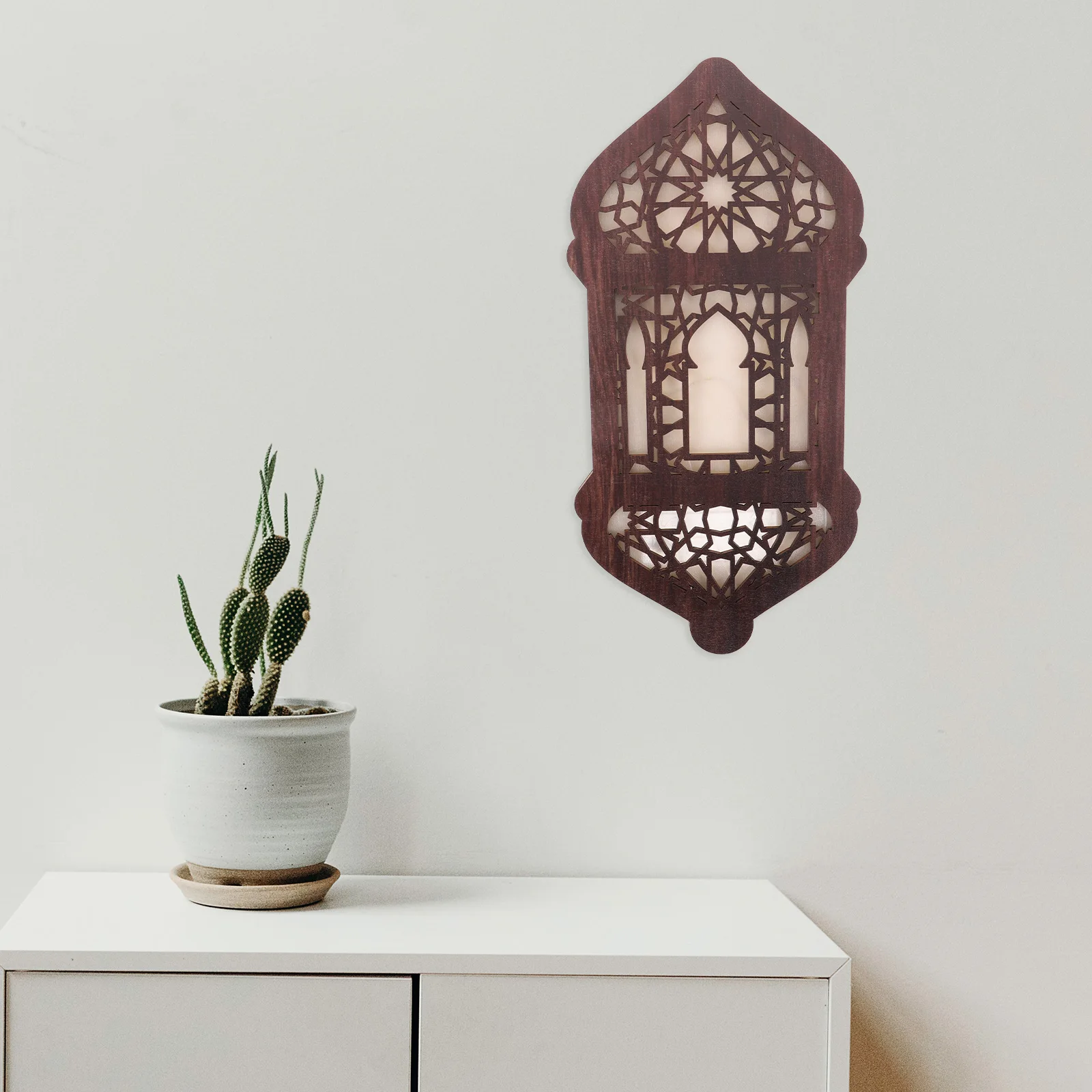

Wooden Wall Wood Wall Decoration With Light Lantern Light Hanging Ornament Vintage Style Home Festival Solar Lamp Warm Design