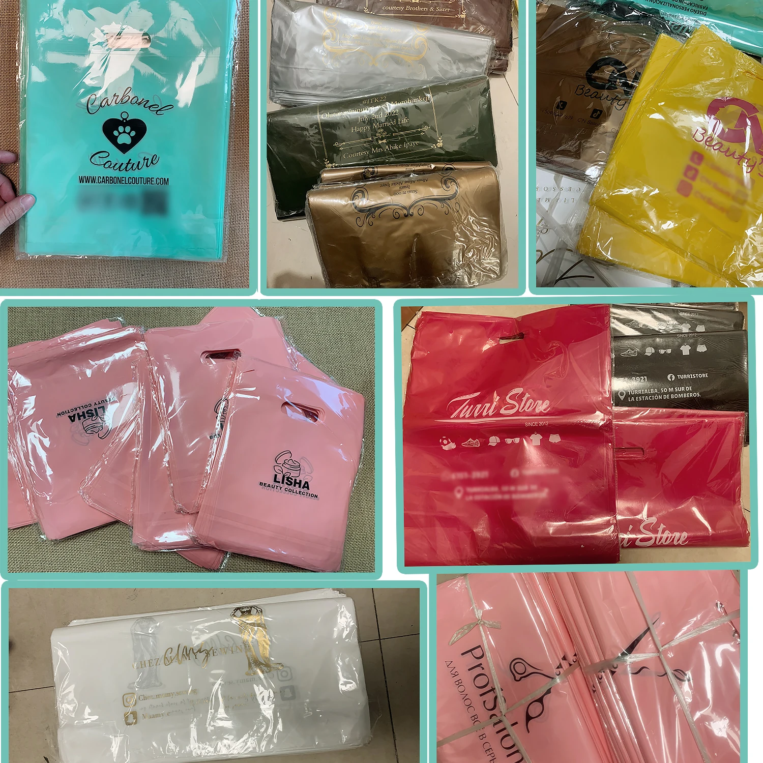200pcs Custom logo Shopping Bag Plastic Flat Gift Packaging Bag with logo Free Printing One Color Logo On Double Sided