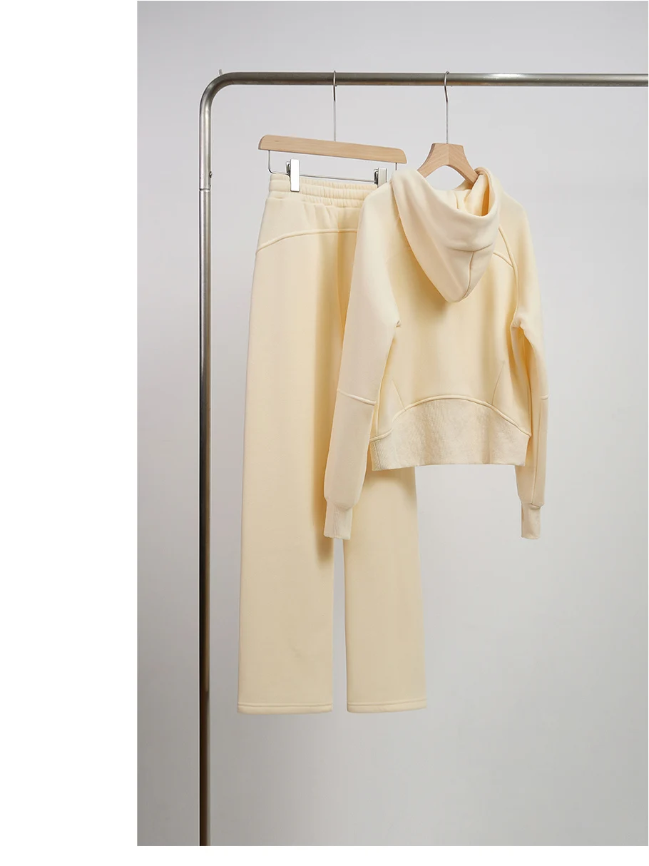 

Unique Beautiful Hoodie Sweatshirt High Waist Casual Wide Leg Pants Two Piece Set Anti Aging Autumn Winter Fashion Women's En...