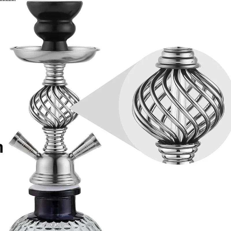 

Full set of KTV classic black two person four person hookah bottle in the bar, shisha Arabic style