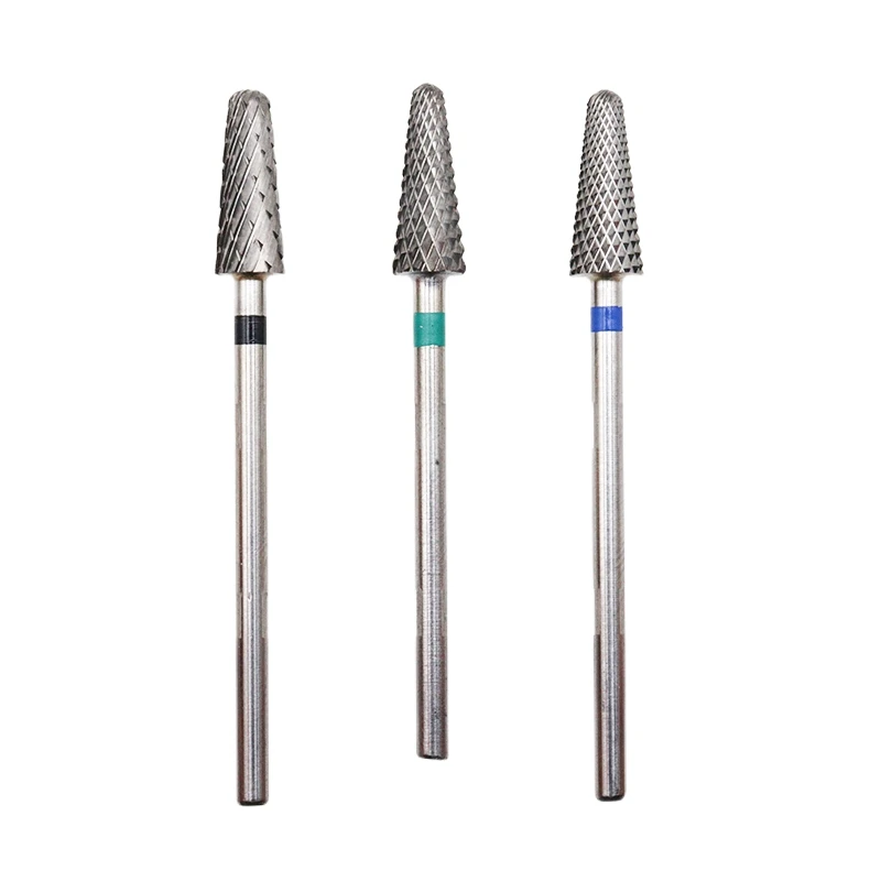 Punta da trapano per unghie in metallo duro conico da 5 mm 3/32 "Fresa per manicure Punte per unghie con fresa rotativa Accessori per trapano elettrico Strumento