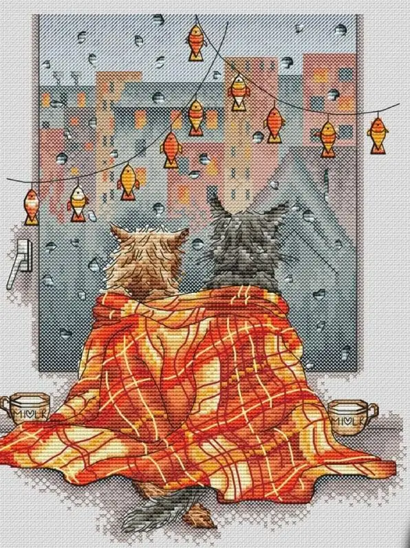 

M201020 Home Fun Cross Stitch Kit Package Greeting Needlework Counted Kits New Style Joy Sunday Kits Embroidery Cross-stitch DIY