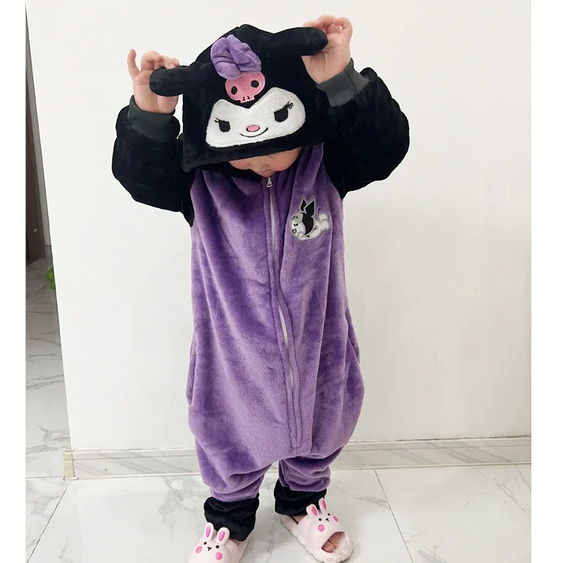 Children\'s Pajamas Kuromi Cosplay Costume for Kids Cartoon Kigurmi Girls Onesies Full Body Clothing Halloween Party Outfits