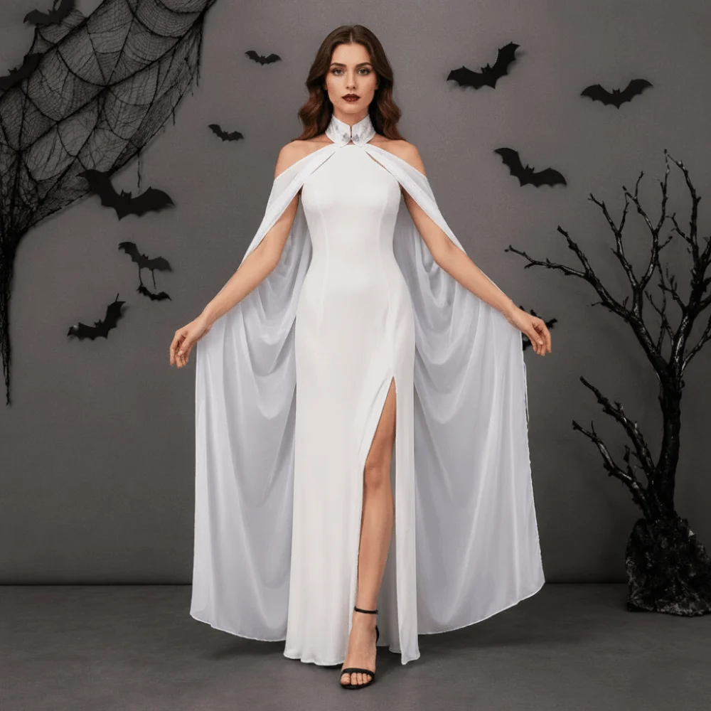 Funny Chiffon Shawl Cape Goth Solid Color Hallowmas Cloak Lightweight Shawl Wrap Cosplay Cape Carnival