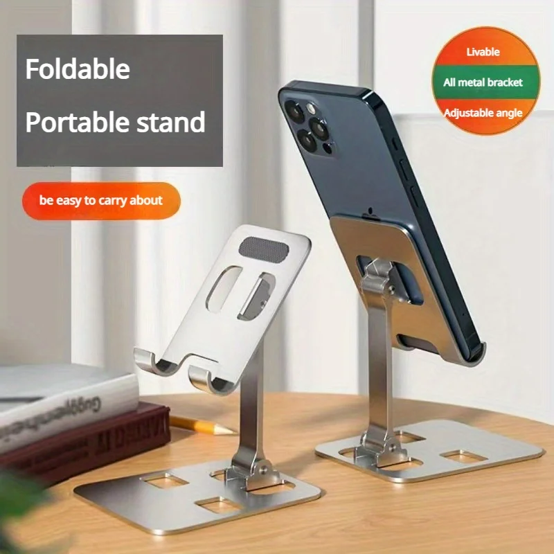 Foldable mobile phone stand Two aluminum alloy plate stand lazy Douyin live portable universal support stand