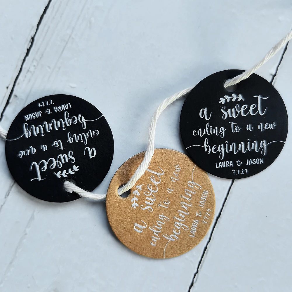 

BY48-35mm Diameter 35mm Kraft/Black Paper Label Customize Your Name And Date Custom Wedding Favor and Gift Tags Home Decoration