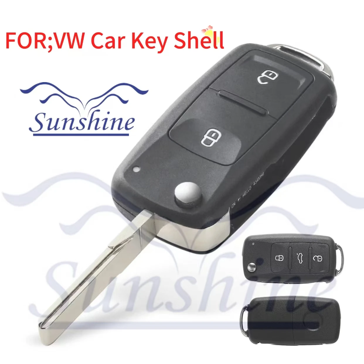 

SunshineFor VW Car Key Shell for Beetle/Caddy/Eos/Golf/Jetta/Polo/Scirocco/Tiguan/Touran/UP Blank Car Keys Remote Flip 3 Buttons