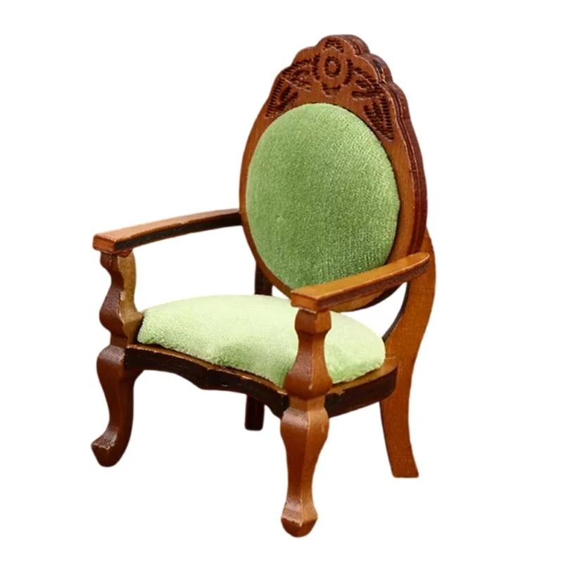 

Винтажное деревянное кресло миниатюрная мебель модель модели проекта проекта сцены для декорации кукол и художественных дисплеев