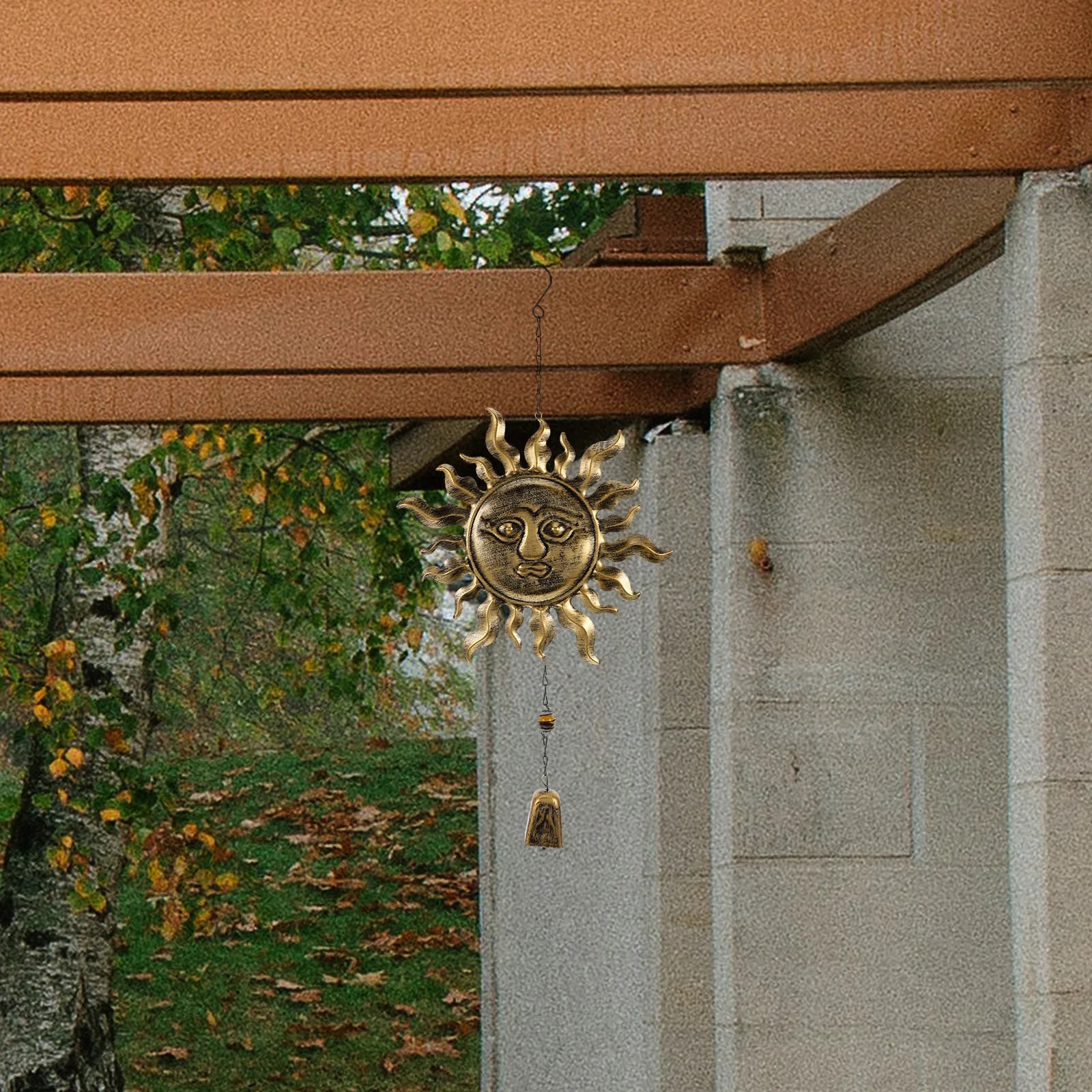 

Patio Wind Chime Outdoor Rustic Iron Bell for Garden Lawn Decor Retro Metal Pendant Blessing Windchime