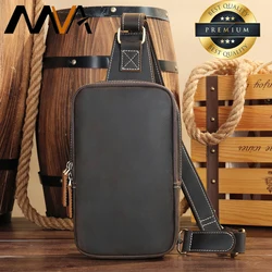 MVA Men's Genuine Leather Shoulder Bags For Men Casual Man Sling Bag Leather Chest Pack Travel Messenger Crossbody Bags Sport