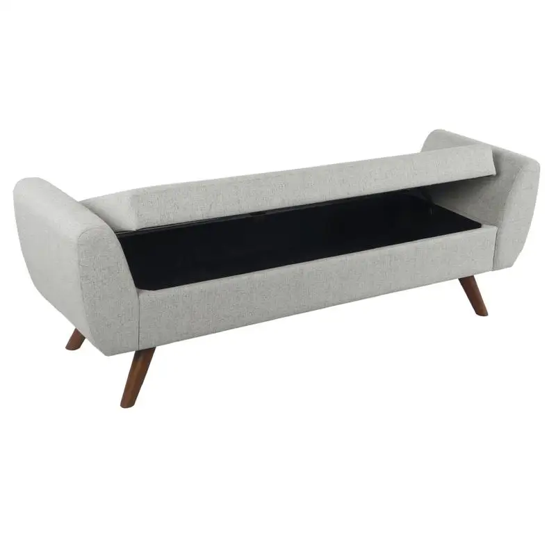 

Storage Bench Ottoman with Arms, Light Gray Fabric, 60 Inch Long, Versatile Seating and Storage Solution