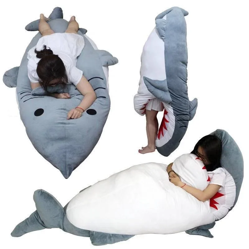 

200CM Shark Sleeping Bag Adult Plush Toy 2m Megalodon Pillow Kawaii Plush