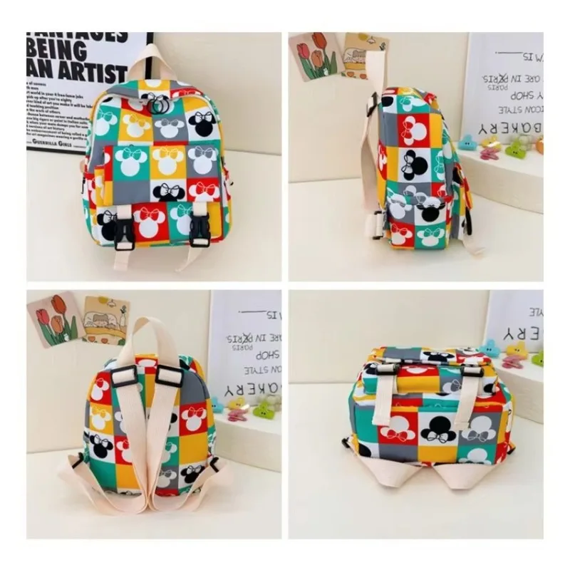 Disney Toddler Backpack for Kids Minnie Mickey Mouse School Bag Student Girl Boy Mini Backpacks Kawaii Cartoon Nylon with Zipper