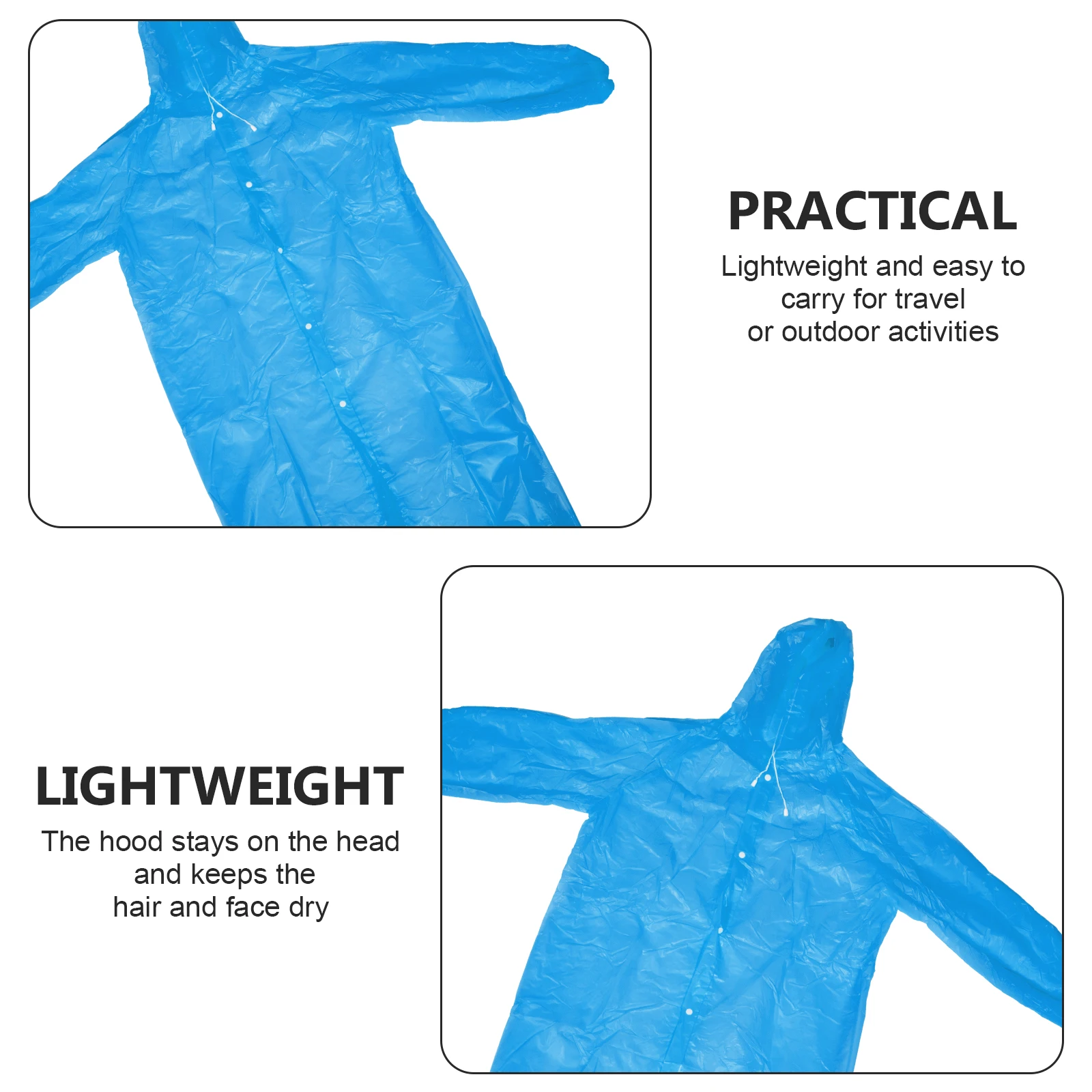 

Rain Coats for Women PEVA Material Foldable Poncho Hoodie Clear Adult Size Anti Waterproof Jacket Drawstring