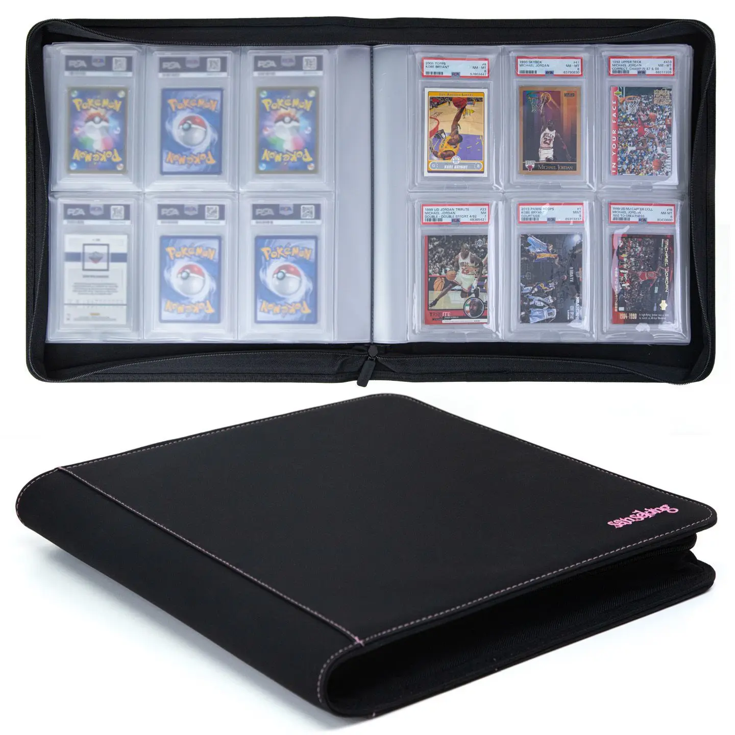 sanseking-raccoglitore-per-carte-con-4-6-tasche-e-cerniera-album-per-carte-sportive-gradate-pokemon-yu-gi-oh-conservazione-di-pacchetti-di-carte-originali