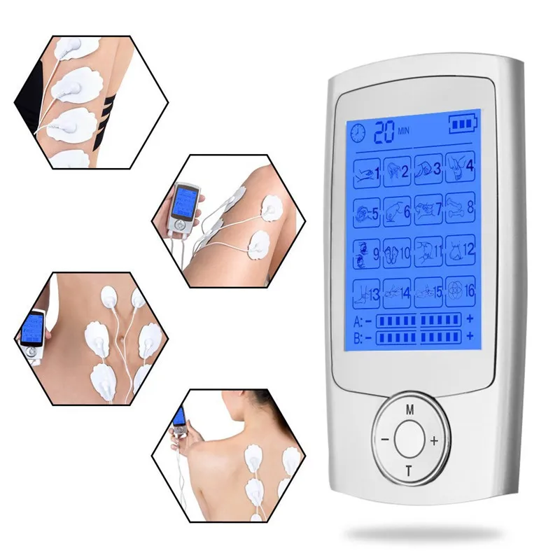 16 Modes Tens Electro Muscle Electrotherapy Stimulator Therapy Massager Men Women Body Massager Muscle Stimulator Pain Relief