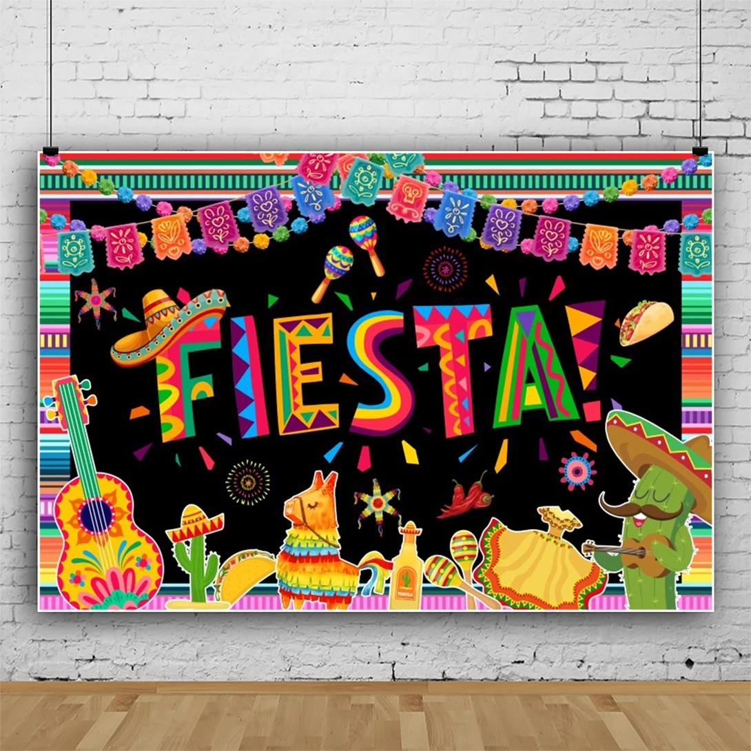 Laeacco Feliz Cumpleaños Backdrop for Photography Mexican Cinco De Mayo Festival Party Mexico Fiesta Birthday Background Decor