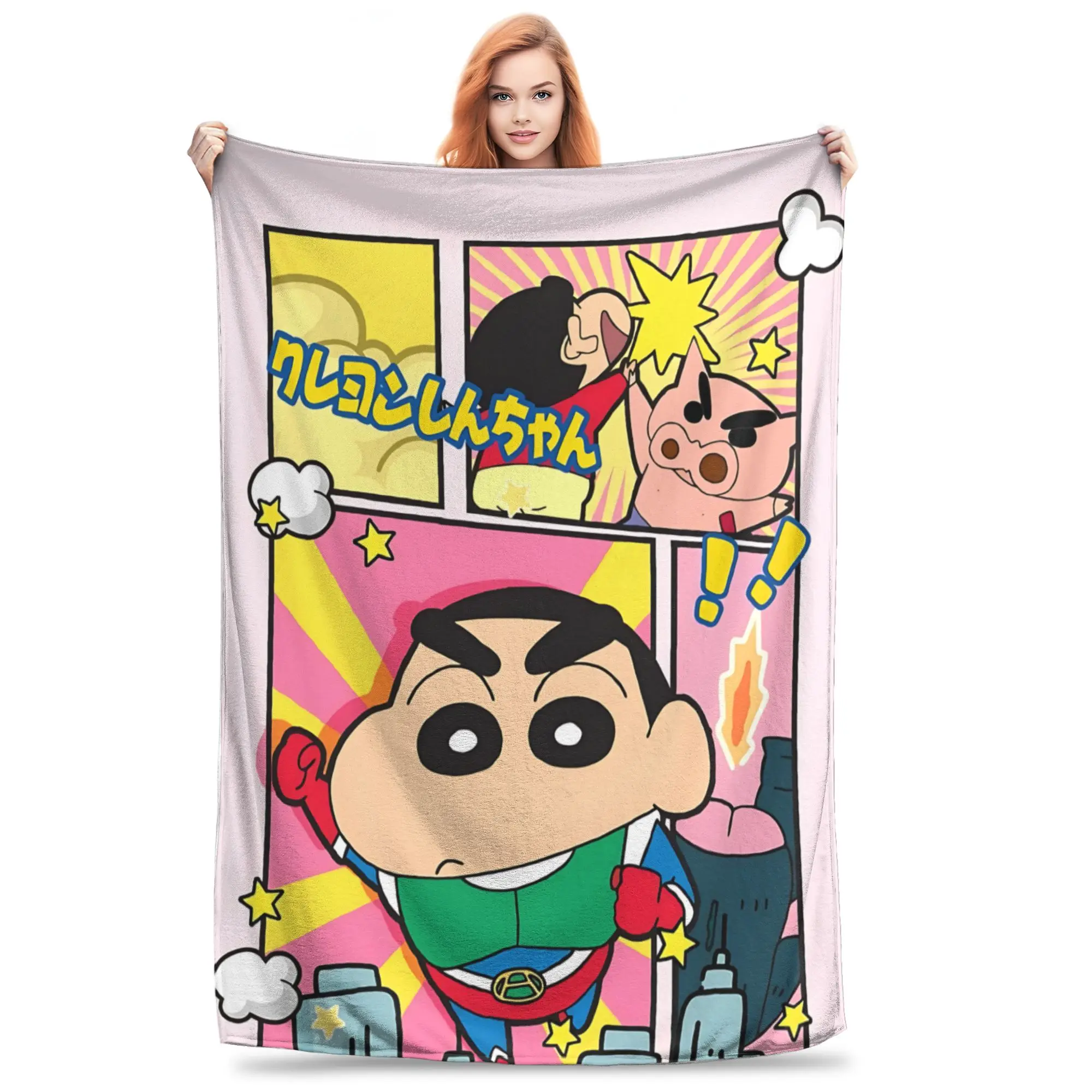 1PC home Cutecore Crayon S Shin chan  Blanket Super Cosy Plush Home Living Room Sofa halloween