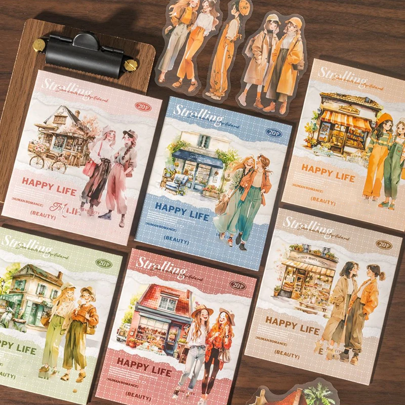 20 Stück/Beutel Aufkleber-Set, Stadtcharakter, Collage, Aufkleber-Set, Handbuch, DIY, Sammelalbum und Tagebuch, Dekoration, Aufkleber-Set