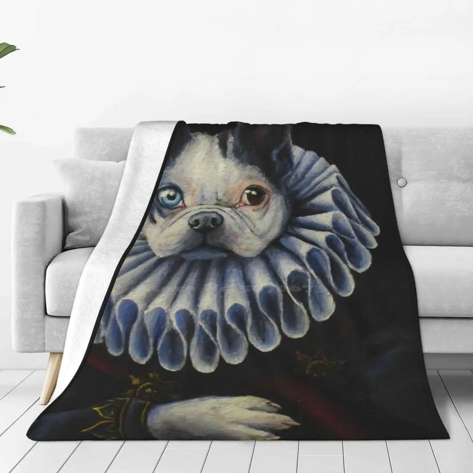 Norman Hot Sale Printing High Qiality Warm Flannel Blanket Boston Terrier Dog Ruff Costume Blue Eye Cape Portrait Kellie Marian