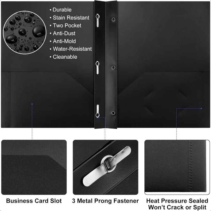 72 عبوة من مجلدات الجيب مع شوكات مجلد بلاستيكي عالي التحمل مع فتحة بطاقة الأعمال 3 مشابك مكتبية للمدرسة