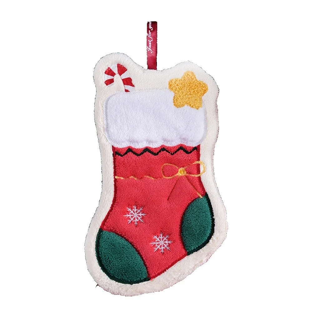 Creative Cartoon Christmas Hand Towel Coral Fleece Quick-drying Snowman Wipe Cloth Absorbent Christmas Decor Xmas Handkerchief