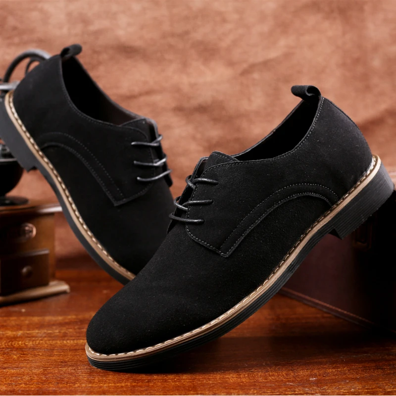 Chaussures Oxford en cuir suédé de luxe pour hommes, chaussures d\'affaires décontractées, à lacets, fête de mariage, grande taille, haute qualité