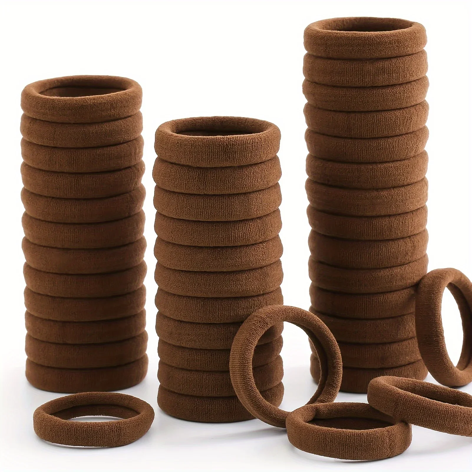 50/100/Pcs Women'S Coffee-Colored Hair Tie, Elastic Rubber Band, Thick And Heavy Curly Hair Without Damage