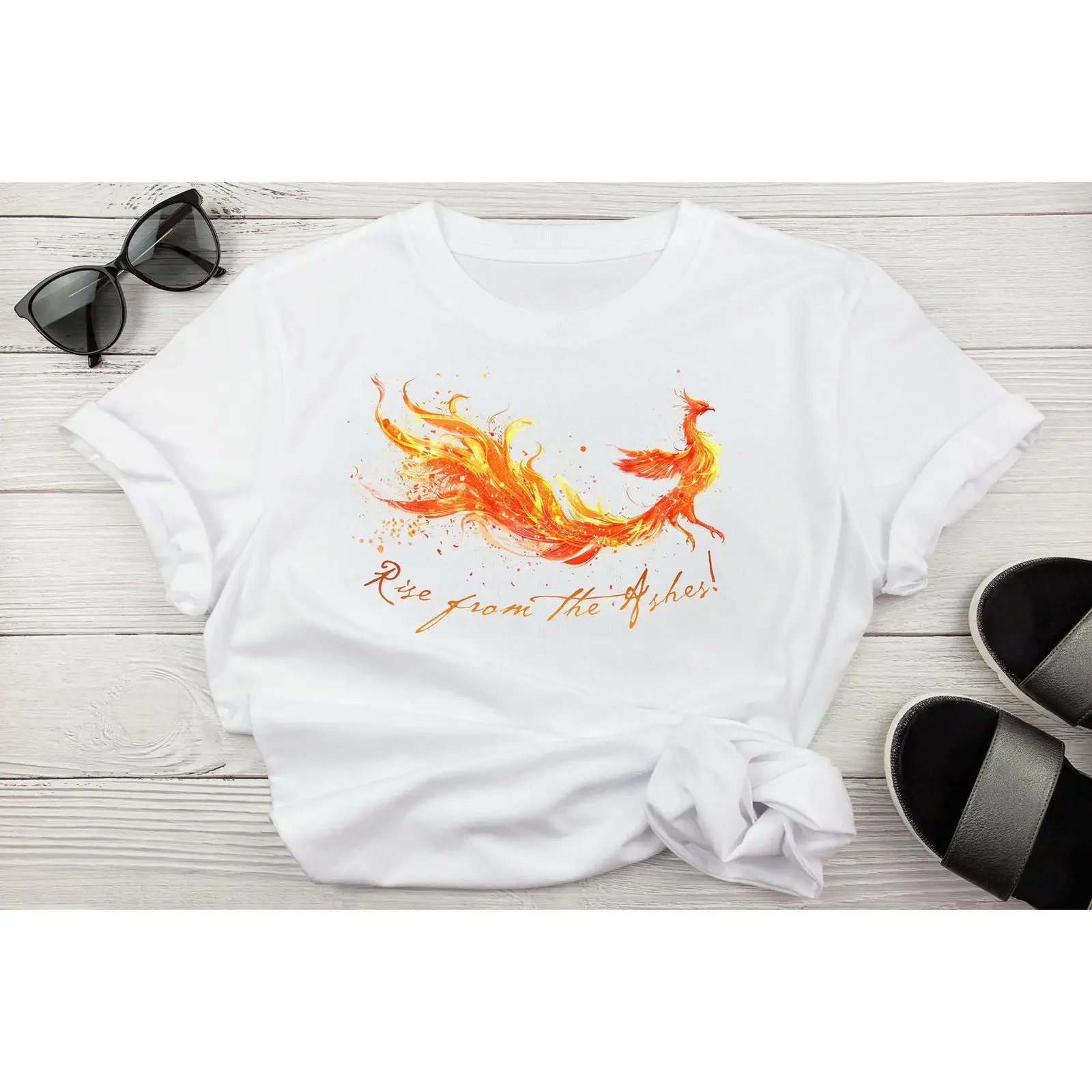 Rise from the Ashes Phoenix T Shirt Motivational Firebird Mental Health  vintage Washed Stretched Soft graphic Stylish Slightly