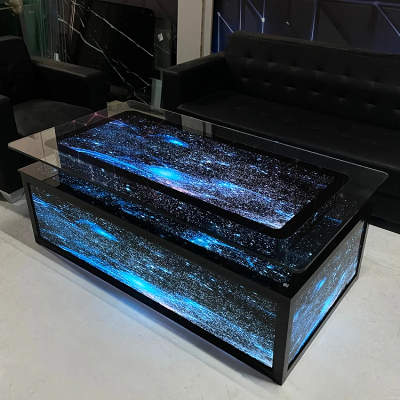 

ktv spot coffee table light European club bar tempered glass stainless steel coffee table color change simple