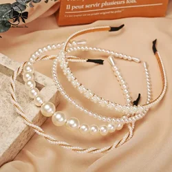 Modyle Fashion Full Pearl Hairbands Elastic Flower Women Hair Hoop Bands Headband Bezel Girls Hair Accessories Headdress