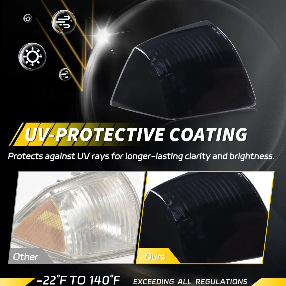 2Pcs Front Corner Light Parking Light Turn Signal Light Side Marker Light DRL Cover For 2007 2008 2009 2010 Jeep Compass No Bulb