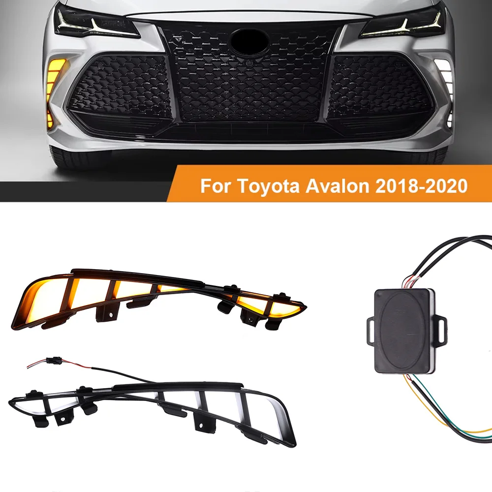 

12V Led DRL For Toyota Avalon 2018-2020 Daytime Running Light Dynamic Turn Signal Fog Lamp White Yellow Light Car Accessories