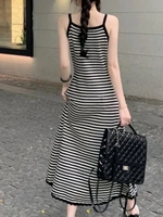 Summer Slimming High Waist V-Ne Wrap Body Lazy Sle Bla Stripe Knitted ter Dr Women Long Dr Trendy - Image 4