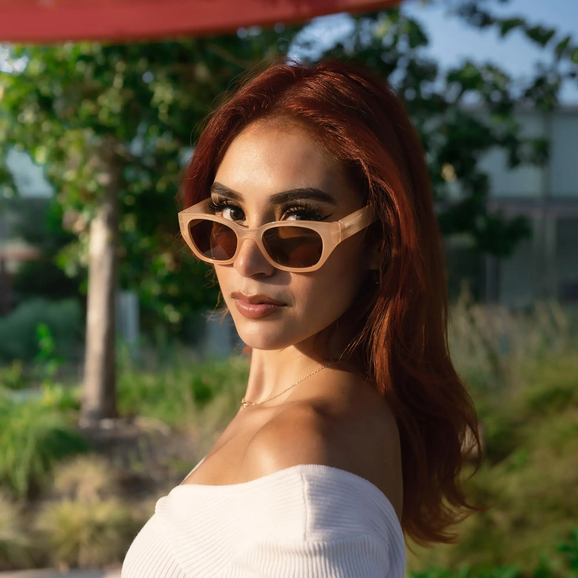 

BLUEMOKY 2025 All Purpose Polarized Cat Eye Sunglasses Elegant Women UV400 Narrow Design for Small Face Daily