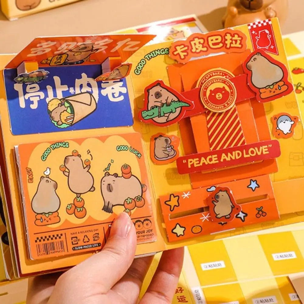 Kapibara Capybara libro silencioso juguetes hechos a mano Anime libros de actividades Capibara pegatina libro papel 3D DIY niños libro ocupado juguete DIY